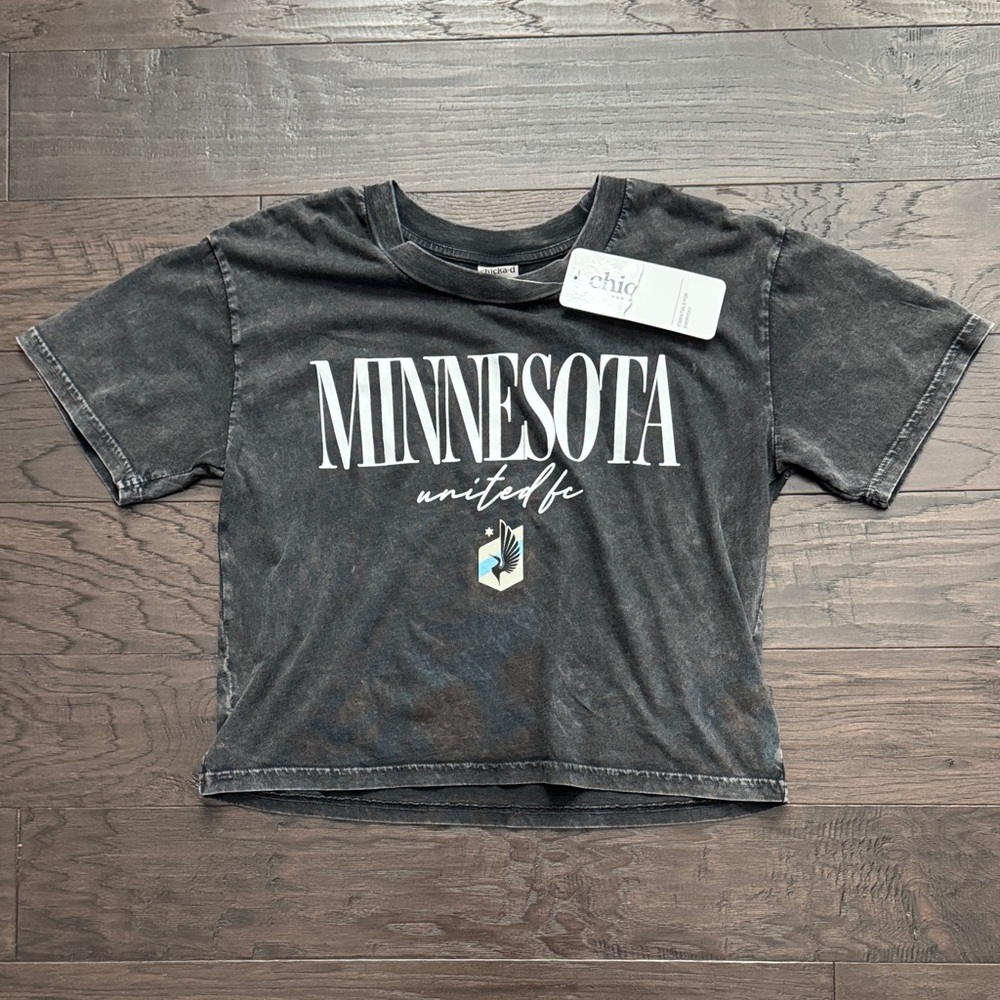 Chicka-D Minnesota United FC MNUFC Women’s Crop Top T-Shirt Size Medium Charcoal